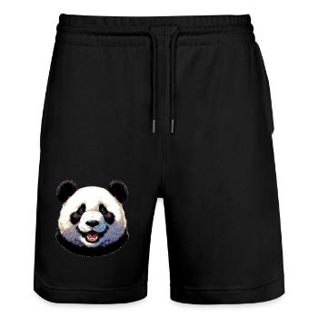 Panda - Stanley/Stella Unisex Bio Joggingshorts Trainer  - Schwarz - Vorne - Nik (191cm) & Marisol (170cm)