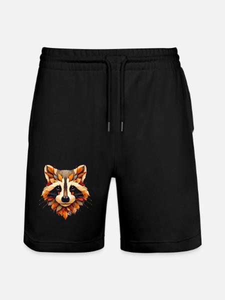 Raccoon, designed from different leaves - Stanley/Stella Trainer Unisex Organic Jogging Shorts - black