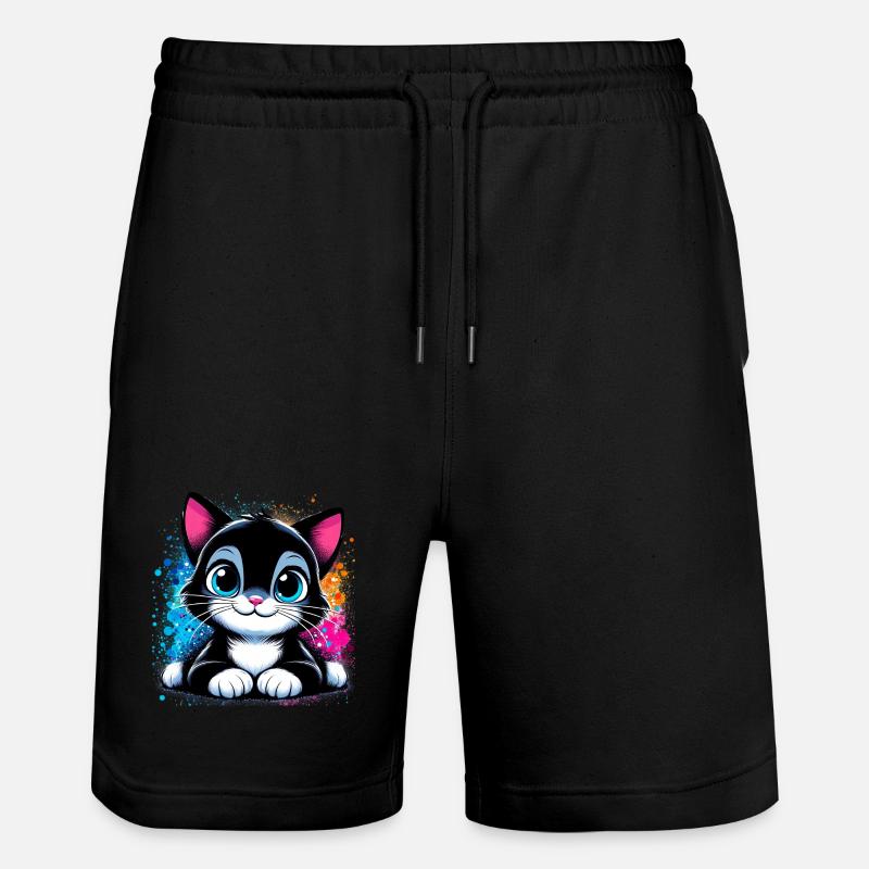 Cat - Stanley/Stella Trainer Unisex Organic Jogging Shorts - black
