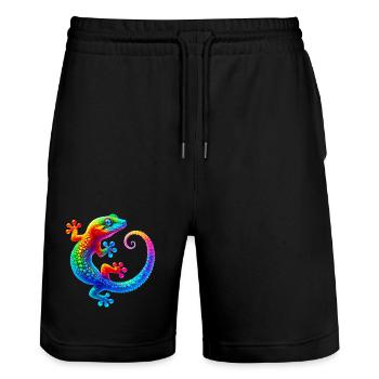 Gecko - Stanley/Stella Trainer Unisex Organic Jogging Shorts - black - Front - Nik (191cm) & Marisol (170cm)