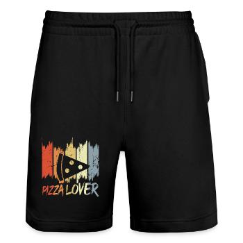 Amateur de pizza vintage - Short de jogging bio TRAINER Stanley/Stella unisexe - noir - Devant - Nik (191cm) & Marisol (170cm)