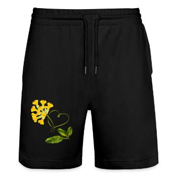 Schlüsselblume mit Herz – Liebevolles Motiv - Stanley/Stella Unisex Bio Joggingshorts Trainer  - Schwarz - Vorne - Nik (191cm) & Marisol (170cm)