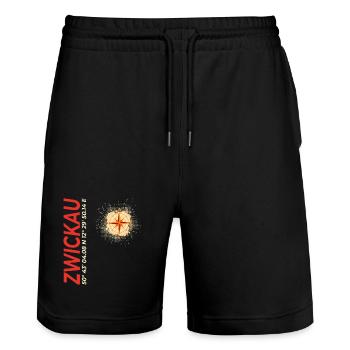 Zwickau - Stanley/Stella Unisex Bio Joggingshorts Trainer  - Schwarz - Vorne - Nik (191cm) & Marisol (170cm)