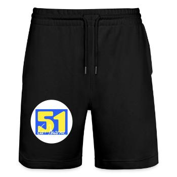 Logo emblématique de La Marne en couleurs vives - Short de jogging bio TRAINER Stanley/Stella unisexe - noir - Devant - Nik (191cm) & Marisol (170cm)