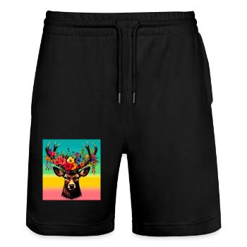 Cerf - Short de jogging bio TRAINER Stanley/Stella unisexe - noir - Devant - Nik (191cm) & Marisol (170cm)