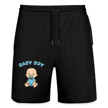 Imprimé Bébé Garçon Mignon - Short de jogging bio TRAINER Stanley/Stella unisexe - noir - Devant - Nik (191cm) & Marisol (170cm)