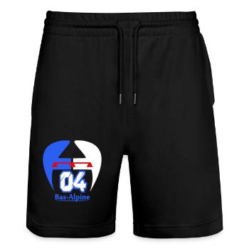 Logo von Bas-Alpine 04 - Stanley/Stella Unisex Bio Joggingshorts Trainer  - Schwarz - Vorne - Nik (191cm) & Marisol (170cm)