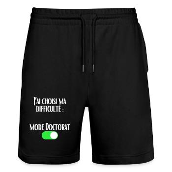 J'ai choisi ma difficulté Mode Doctorat activé - Short de jogging bio TRAINER Stanley/Stella unisexe - noir - Devant - Nik (191cm) & Marisol (170cm)