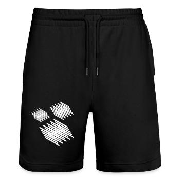 Design mit geometrischen Quadraten - Stanley/Stella Unisex Bio Joggingshorts Trainer  - Schwarz - Vorne - Nik (191cm) & Marisol (170cm)