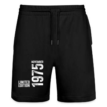 November 1975 Limitierte Auflage November 1975 - Stanley/Stella Unisex Bio Joggingshorts Trainer  - Schwarz - Vorne - Nik (191cm) & Marisol (170cm)