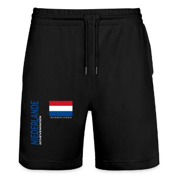 Scheveningen - Stanley/Stella Unisex Bio Joggingshorts Trainer  - Schwarz - Vorne - Nik (191cm) & Marisol (170cm)