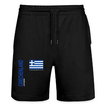 Athen - Stanley/Stella Unisex Bio Joggingshorts Trainer  - Schwarz - Vorne - Nik (191cm) & Marisol (170cm)