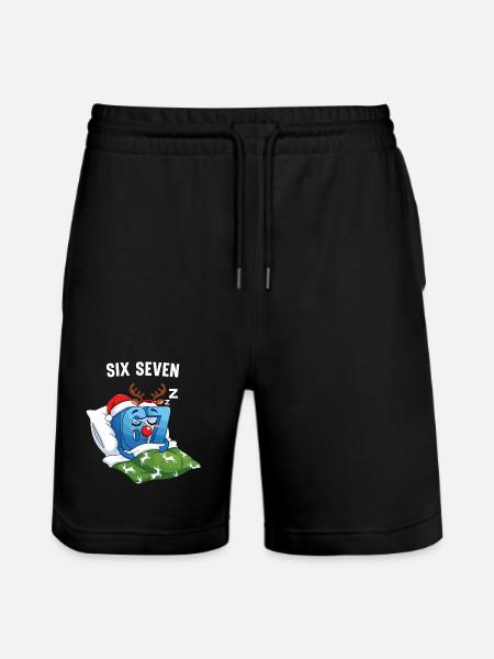 67 Six Seven Memes Christmas Pajamas - Stanley/Stella Trainer Unisex Organic Jogging Shorts - black