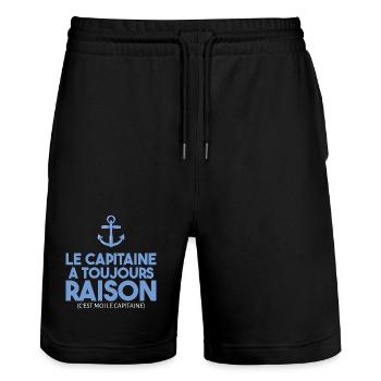 Le Capitaine A Toujours Raison Humour Marin - Short de jogging bio TRAINER Stanley/Stella unisexe - noir - Devant - Nik (191cm) & Marisol (170cm)