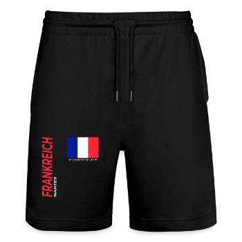 Nantes - Stanley/Stella Unisex Bio Joggingshorts Trainer  - Schwarz - Vorne - Nik (191cm) & Marisol (170cm)