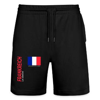 La Grave - Stanley/Stella Trainer Unisex Organic Jogging Shorts - black - Front - Nik (191cm) & Marisol (170cm)