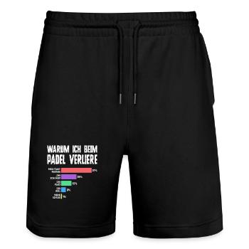 Bad Loser - Humour de padel pour hommes - Short de jogging bio TRAINER Stanley/Stella unisexe - noir - Devant - Nik (191cm) & Marisol (170cm)