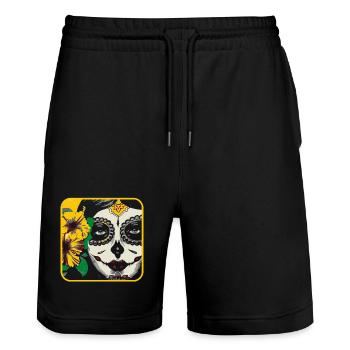 Visage de Fleurs - T-shirt 10:1 - Short de jogging bio TRAINER Stanley/Stella unisexe - noir - Devant - Nik (191cm) & Marisol (170cm)