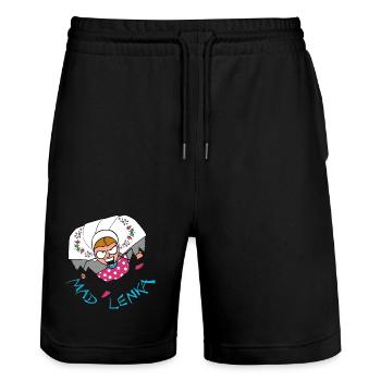 MADLENKA - DS - Stanley/Stella Unisex Bio Joggingshorts Trainer  - Schwarz - Vorne - Nik (191cm) & Marisol (170cm)