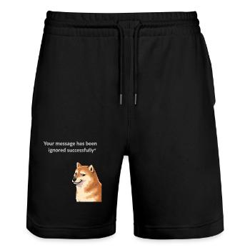 Your message was successfully ignored - Stanley/Stella Trainer Unisex Organic Jogging Shorts - black - Front - Nik (191cm) & Marisol (170cm)