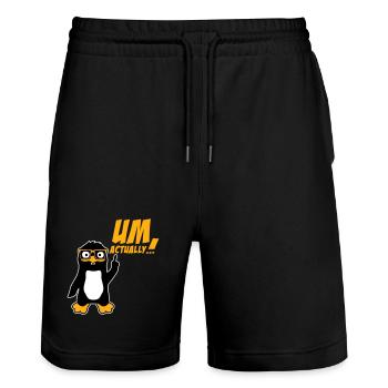 Penguin To Actually Funny Nerd Smartass Logo - Stanley/Stella Trainer Unisex Organic Jogging Shorts - black - Front - Nik (191cm) & Marisol (170cm)