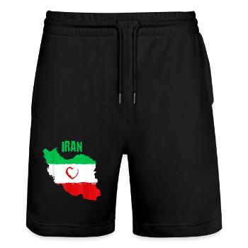 Iranische Herzflagge - Stanley/Stella Unisex Bio Joggingshorts Trainer  - Schwarz - Vorne - Nik (191cm) & Marisol (170cm)