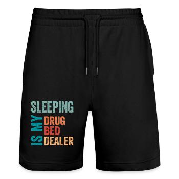 Typographie rétro de sommeil drôle - Short de jogging bio TRAINER Stanley/Stella unisexe - noir - Devant - Nik (191cm) & Marisol (170cm)