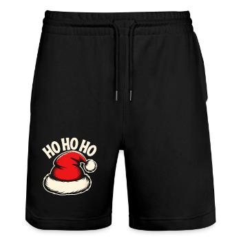 Ho Ho Ho Santa Hat - Stanley/Stella Trainer Unisex Organic Jogging Shorts - black - Front - Nik (191cm) & Marisol (170cm)