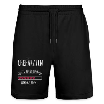 Chefärztin Ausbildung Medizinstudium Ärztin - Stanley/Stella Unisex Bio Joggingshorts Trainer  - Schwarz - Vorne - Nik (191cm) & Marisol (170cm)