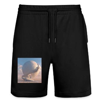Spiral staircase to the moon sphere - Stanley/Stella Trainer Unisex Organic Jogging Shorts - black - Front - Nik (191cm) & Marisol (170cm)