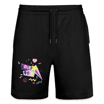 love_90s - Short de jogging bio TRAINER Stanley/Stella unisexe - noir - Devant - Nik (191cm) & Marisol (170cm)