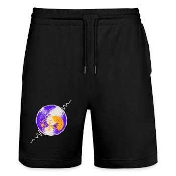 vinyl records - Stanley/Stella Trainer Unisex Organic Jogging Shorts - black - Front - Nik (191cm) & Marisol (170cm)