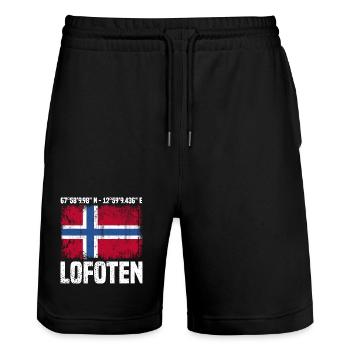 Lofoten Coordinates - Stanley/Stella Trainer Unisex Organic Jogging Shorts - black - Front - Nik (191cm) & Marisol (170cm)