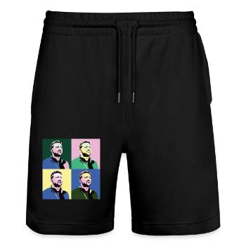 Selenskyj Pop-Art - Stanley/Stella Unisex Bio Joggingshorts Trainer  - Schwarz - Vorne - Nik (191cm) & Marisol (170cm)