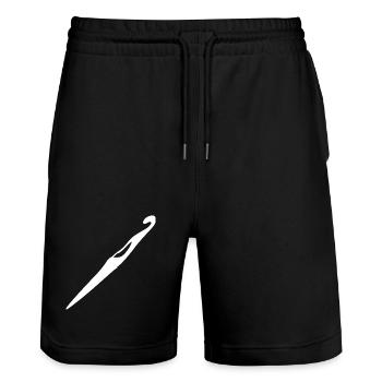 Crochet Crochet Hook Gift - Stanley/Stella Trainer Unisex Organic Jogging Shorts - black - Front - Nik (191cm) & Marisol (170cm)