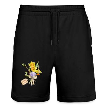 Vielen Danke Blumenstrauß - Stanley/Stella Unisex Bio Joggingshorts Trainer  - Schwarz - Vorne - Nik (191cm) & Marisol (170cm)