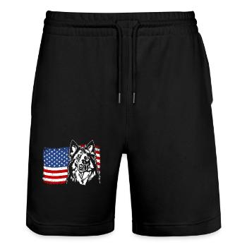 Chodský Pes US Amérique Drapeau Chiens Chien Wilsigns - Short de jogging bio TRAINER Stanley/Stella unisexe - noir - Devant - Nik (191cm) & Marisol (170cm)
