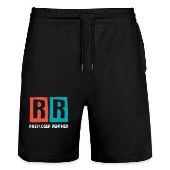 Rastloser Rentner lustiger Rentnerspruch - Stanley/Stella Unisex Bio Joggingshorts Trainer  - Schwarz - Vorne - Nik (191cm) & Marisol (170cm)