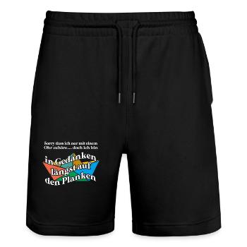 In Gedanken längst auf den Planken auf dem Meer - Stanley/Stella Unisex Bio Joggingshorts Trainer  - Schwarz - Vorne - Nik (191cm) & Marisol (170cm)