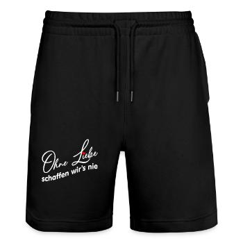 Ohne Liebe geht es nicht - Liebe und Verständnis - Stanley/Stella Unisex Bio Joggingshorts Trainer  - Schwarz - Vorne - Nik (191cm) & Marisol (170cm)