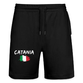Catania Italy Flag Catania - Stanley/Stella Trainer Unisex Organic Jogging Shorts - black - Front - Nik (191cm) & Marisol (170cm)