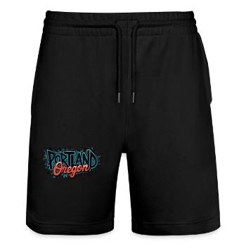 Oregon Portland Amerika Bundesstaat für Oregon - Stanley/Stella Unisex Bio Joggingshorts Trainer  - Schwarz - Vorne - Nik (191cm) & Marisol (170cm)