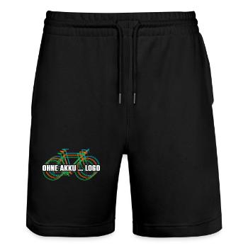 Fahrrad fahren ohne Akku - logisch - Stanley/Stella Unisex Bio Joggingshorts Trainer  - Schwarz - Vorne - Nik (191cm) & Marisol (170cm)