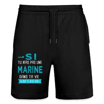 Marine Si tu n as pas une marine - Short de jogging bio TRAINER Stanley/Stella unisexe - noir - Devant - Nik (191cm) & Marisol (170cm)