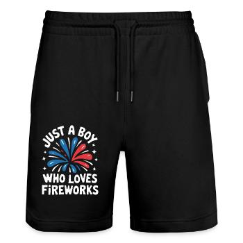 Pyrotechnie Feux d’artifice Pyrotechnie - Short de jogging bio TRAINER Stanley/Stella unisexe - noir - Devant - Nik (191cm) & Marisol (170cm)