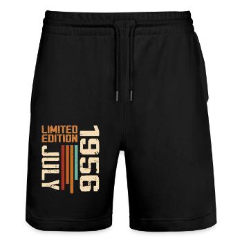 July 1956 Birthday Gift 1956 July 1956 - Stanley/Stella Trainer Unisex Organic Jogging Shorts - black - Front - Nik (191cm) & Marisol (170cm)