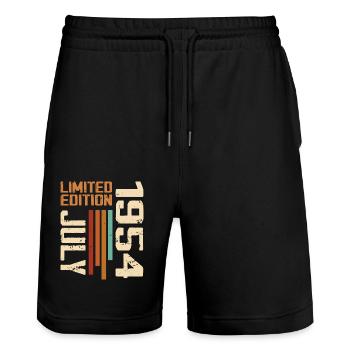 Juli 1954 Geburtstagsgeschenk 1954 Juli 1954 - Stanley/Stella Unisex Bio Joggingshorts Trainer  - Schwarz - Vorne - Nik (191cm) & Marisol (170cm)