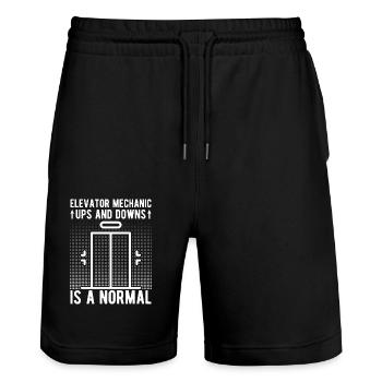 Funny Elevator Mechanic Ups & Downs Is A Normal - Stanley/Stella Unisex Bio Joggingshorts Trainer  - Schwarz - Vorne - Nik (191cm) & Marisol (170cm)