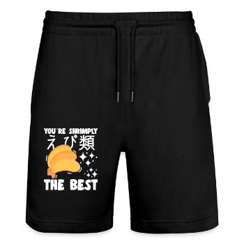Sushi Lover Shrimply The Best - Stanley/Stella Trainer Unisex Organic Jogging Shorts - black - Front - Nik (191cm) & Marisol (170cm)