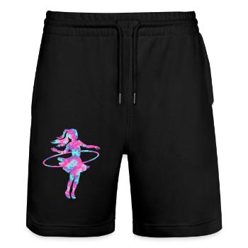 Dance Hoop Tie Dye Dancer Hoop - Stanley/Stella Trainer Unisex Organic Jogging Shorts - black - Front - Nik (191cm) & Marisol (170cm)